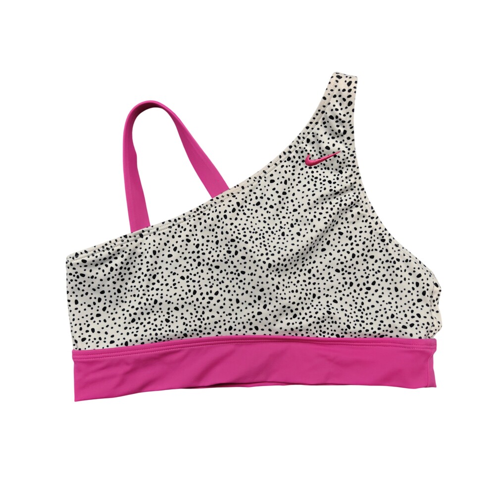 Nike Swimsuit Womens XL Pink Spotted Athletic Swim Top Lined Racerback